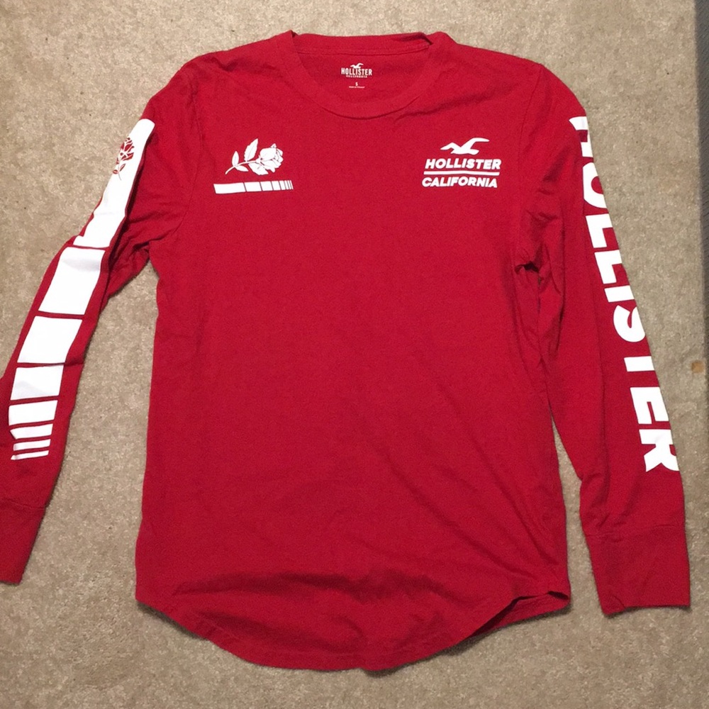Curved Hem Hollister long sleeved rose t-shirt